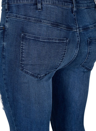 ZizziSuperslanke Amy jeans met slijtagedetails, Blue Denim, Packshot image number 3