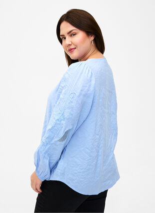 ZizziBlouse van Tencel™ Modal met geborduurde details, Serenity, Model image number 1