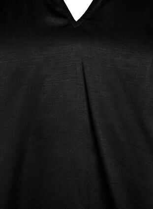 ZizziBlouse met lange mouwen, ruches en V-hals, Black, Packshot image number 2