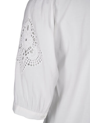 ZizziOverhemdblouse met ruches en broderie anglaise, Bright White, Packshot image number 3