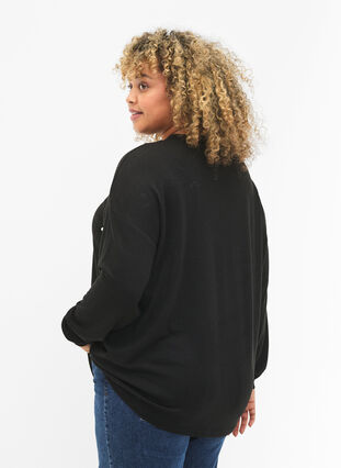 ZizziBlouse met lange mouwen en kralen, Black, Model image number 1