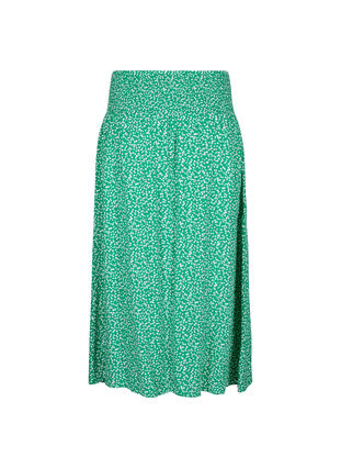 ZizziFLASH - Maxi rok in viscose met smokwerk, Bright Green Wh.AOP, Packshot image number 1