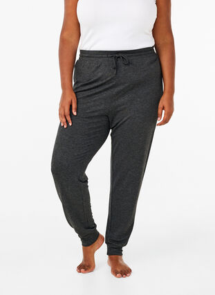 Zizzi Pantalon en jersey taille haute, Dark Grey Melange, Model image number 2