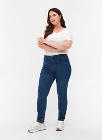Extra slim fit Amy jeans met hoge taille, Blue d. washed, Model