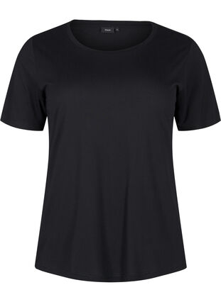 ZizziT-shirt van wol en viscose, Black, Packshot image number 0