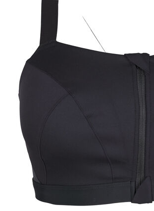 Zizzi Soutien-gorge de sport avec une fermeture sur le devant et un maintien élevé, Black, Packshot image number 3