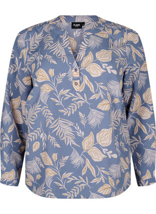 ZizziFLASH - Blouse met lange mouwen en print, Delft AOP, Packshot image number 0