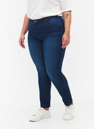 ZizziSlim fit Emily jeans met normale taille, Blue Denim, Model image number 2