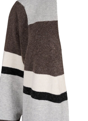 Zizzi Cardigan long en tricot avec rayures larges, Light Grey Mel.Comb, Packshot image number 2