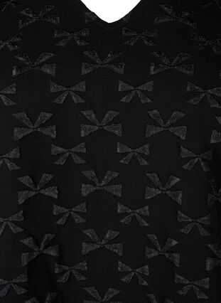 Zizzi Chemisier jacquard à manches courtes avec nœuds, Black W. Bow, Packshot image number 2