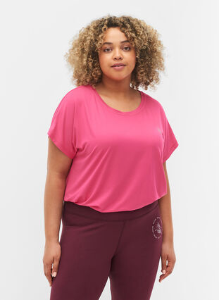 Zizzi T-shirt basique, Fuchsia Purple, Model image number 0