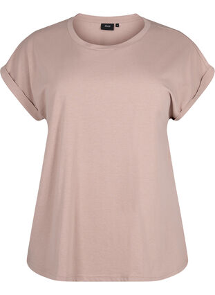 Zizzi T-shirt à manches courtes en mélange de coton, Desert Khaki, Packshot image number 0