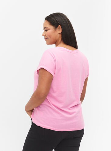 ZizziT-shirt met korte mouwen van katoenmix, Rosebloom, Model image number 1