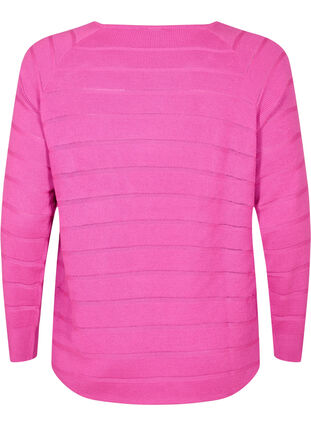 Zizzi Blouse tricotée avec des rayures ton sur ton, Rose Violet, Packshot image number 1