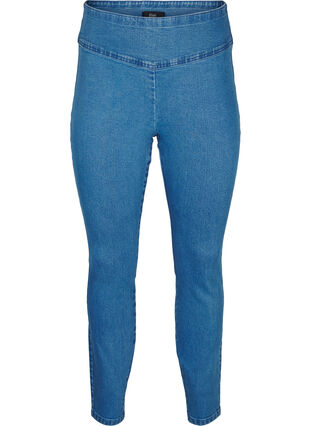 ZizziStretchy jeggings met hoge taille, Light Blue, Packshot image number 0