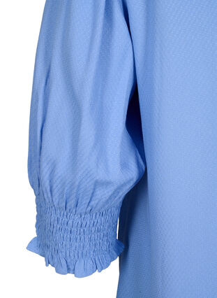 ZizziViscose blouse met smok en ruches, Cornflower Blue, Packshot image number 3