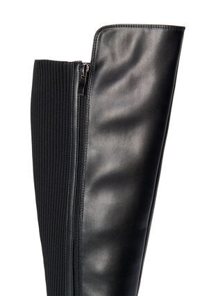 Zizzi Large - Bottes hautes avec élastique et fermeture éclair, Black, Packshot image number 4