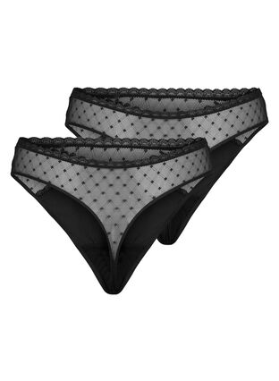 Zizzi2-pack string met mesh, Black, Packshot image number 1