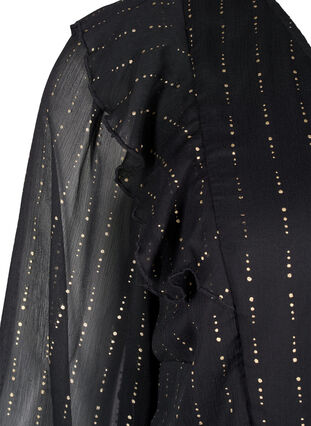 Zizzi Robe en mousseline à motifs et volants, Black, Packshot image number 3