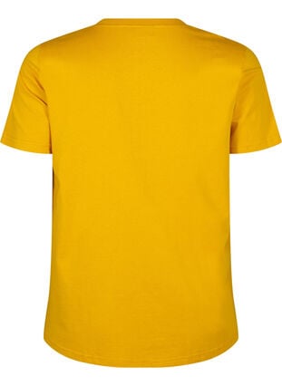 ZizziBasic katoenen T-shirt met ronde hals, Golden Yellow, Packshot image number 1