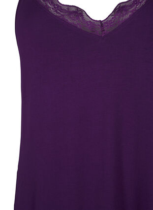 Zizzi Chemise de nuit avec bord dentelle en viscose, Purple Pennant, Packshot image number 2