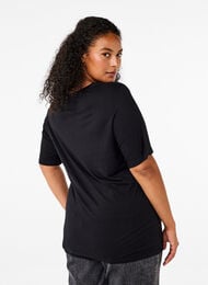 T-shirt en laine et viscose, Black, Model