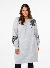 Robe en maille avec décoration, Light Grey Melange, Model