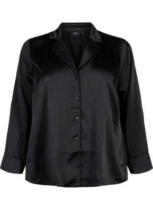 Zizzi Chemise de nuit en satin, Black, Packshot image number 0