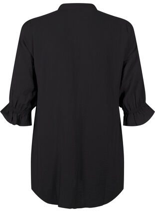 ZizziLang viscose shirt met kanten detail, Black, Packshot image number 1