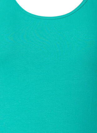 ZizziSolide kleur basis top in katoen, Aqua Green, Packshot image number 2