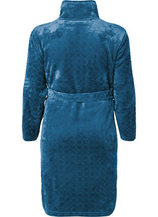 Zizzi Robe de chambre à motifs avec fermeture éclair et poches, Blue Coral, Packshot image number 1