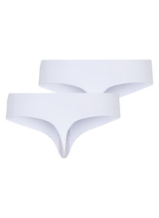 ZizziSet van 2 naadloze g-strings, Bright White, Packshot image number 1