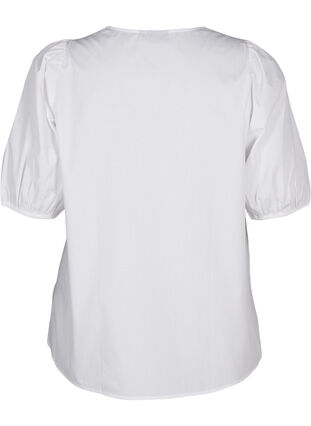 ZizziBlouse met korte mouwen en kant detail, Bright White, Packshot image number 1