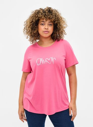 ZizziFLASH - T-shirt met motief, Hot Pink Amour, Model image number 0