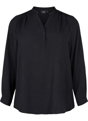 ZizziBlouse met lange mouwen en V-hals, Black, Packshot image number 0