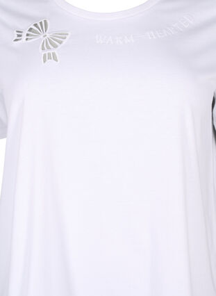 ZizziT-shirt van biologisch katoen met strikdetail, Bright White, Packshot image number 2