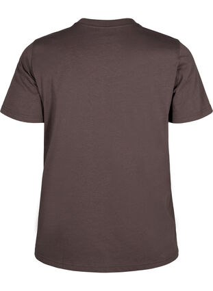 ZizziBasic katoenen T-shirt met ronde hals, Chocolate Martini, Packshot image number 1