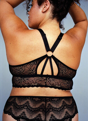 Zizzi Bralette en dentelle avec détail au dos, Black, Image image number 1