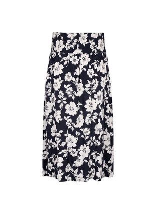 ZizziFLASH - Maxi rok in viscose met smokwerk, N. Sky White Flower, Packshot image number 1