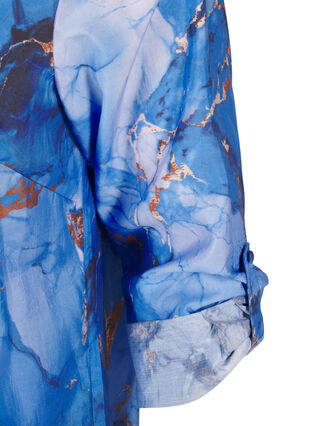 ZizziOverhemdjurk van viscose met marmerprint, Palace Blue AOP, Packshot image number 3