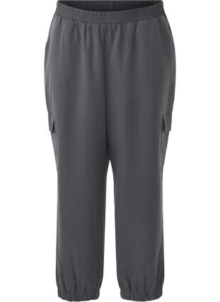 Zizzi Pantalon avec poches cargo et taille élastiquée, Dark Shadow Pin St., Packshot image number 0