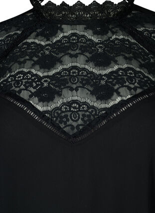 Zizzi Robe à manches longues avec dentelle, Black, Packshot image number 2