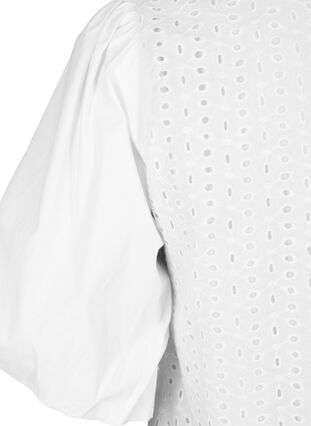 ZizziBlouse met pofmouwen en kant patroon, Bright White, Packshot image number 3