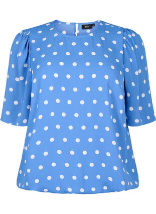 ZizziGestippelde blouse met korte mouwen, River S. White Dot, Packshot image number 0