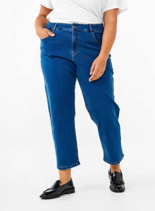 ZizziGeknipte Vera jeans met rechte pasvorm, Blue Denim, Model image number 2