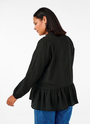 ZizziLangemouwen blouse met peplum, Black, Model image number 1