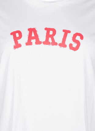 Zizzi T-shirt en coton biologique avec imprimé, Bright White Printet, Packshot image number 2