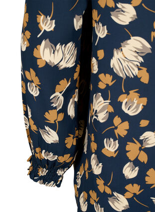 Zizzi FLASH - Blouse à manches longues avec imprimé et smock, Navy Brown Flower, Packshot image number 3