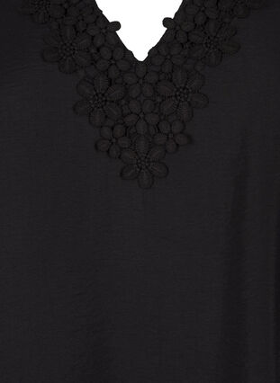 ZizziBlouse van viscose met v-hals en borduursel, Black, Packshot image number 2