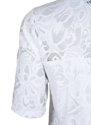 ZizziKanten blouse met korte mouwen, Bright White, Packshot image number 3